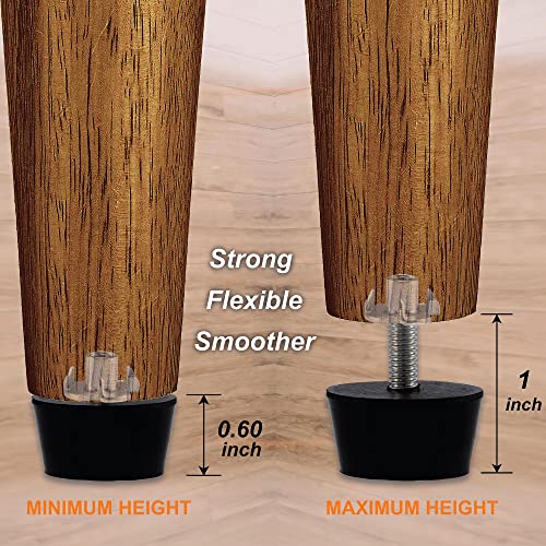 NEWBYTEK M6 Thread Furniture Feet Levelers, 8 PCS Adjustable Leveling Feet Screws in Threaded Furniture, Floor Protection Feet Glides Adjuster for Tables Chairs Cabinet Patio Furniture Legs - size: M6 With Nuts, 8pcs