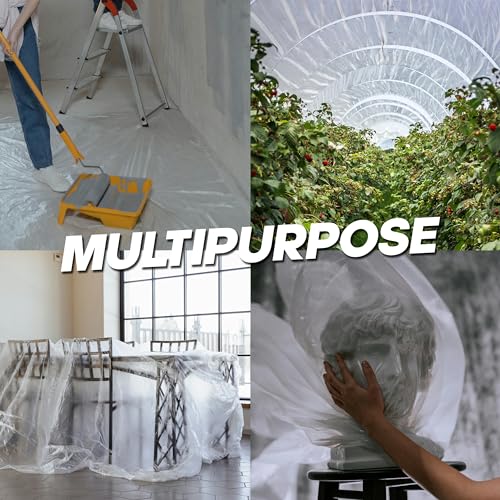 Painter's Plastic Film, 400' Length x 9' Width High, High Density Painters Plastic Sheeting Roll in Box with Dispense Hole for Easy Paint Plastic Covering - style: Painter's Plastic