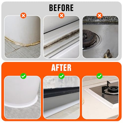 White Caulk Tape Waterproof Self Adhesive, Peel & Stick Caulking Tape for Floor Tile Corner Trim & Shower, Bathroom Accessories, Toilet & Bathtub Sealant Strip, Better Than Silicone Caulk
