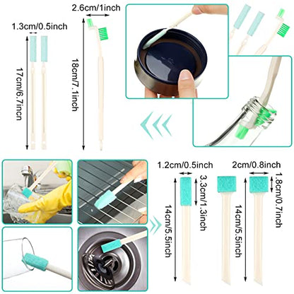 Nuenen 16 Pcs Small Household Cleaning Brushes - Deep Detail Crevice Cleaner Brush Set, Corner Space Keyboard Bottle Tile