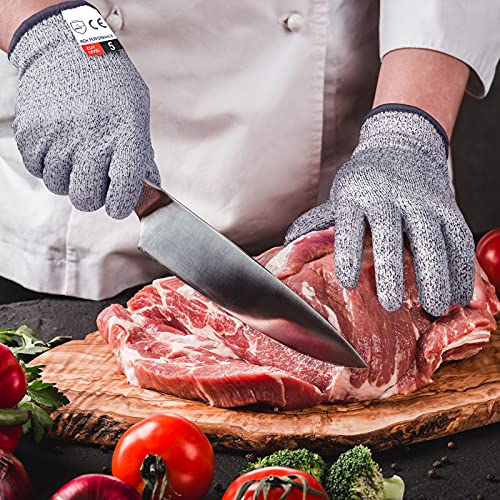 Cutting Gloves, 2 Pairs Cut Resistant Gloves, Cut Proof Gloves Kitchen, Cutting Gloves for Chef, Cut Gloves, Grey - size: Large, style: Original