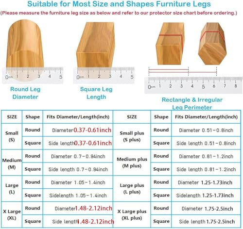 16 Pack Chair Leg Floor Protectors for Hardwood Floors, Round Rubber Furniture Sliders, 360°Felt Pad Bottom Wrapped Thickening Silicone Furniture Legs Caps Covers(Round,Clear-Brown-S) - size: Transparent-S