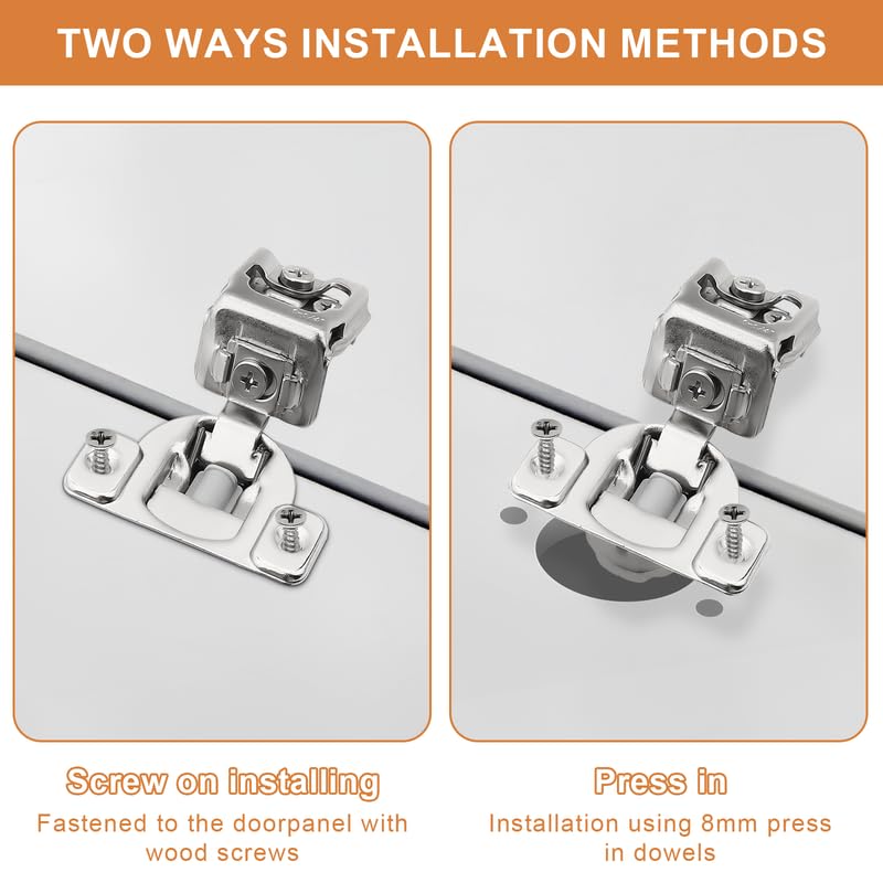 Probrico 1 Pair -2 Pcs 1-1/4 Inch Overlay Cabinet Hinges, Stainless Steel Soft Close Face Frame Hinges for Kitchen, Concealed Self-Closing Door Hinges - size: 1-1/4 Inch