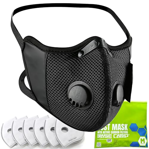 BASE CAMP M Cross Dust Mask, Reusable Breathable Comfortable Safety Face Mask for Work with Extra 6 Activated Carbon Filters