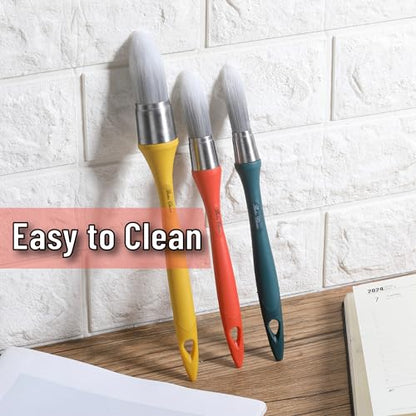 Bates- Trim Paint Brush, 3 pcs, 5/8”, 3/4” and 1”, Ergonomic Handles, Sunset Coastline Colors, Trim Brushes for Painting - color: Sunset Coastline