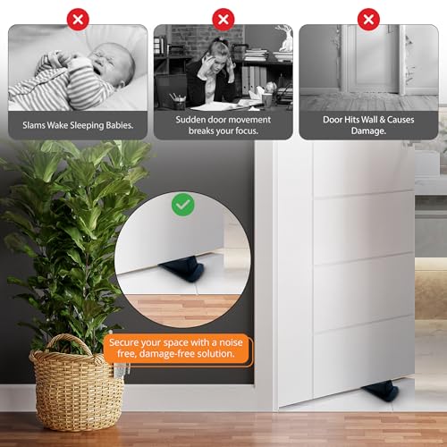 Door STOPPERS for Bottom of Door — Heavy Duty Rubber Wedge Stopper with Galvanized Metal Bottom Includes a Powerful Magnet with a Commercial Grade Adhesive Backing. Only brandable Stopper.