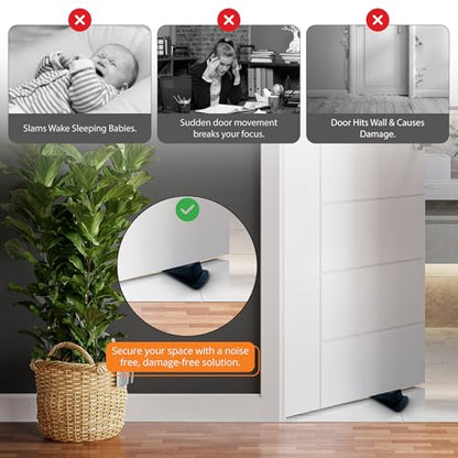 Door STOPPERS for Bottom of Door — Heavy Duty Rubber Wedge Stopper with Galvanized Metal Bottom Includes a Powerful Magnet with a Commercial Grade Adhesive Backing. Only brandable Stopper.