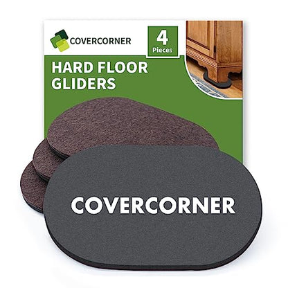 Furniture Sliders for Hardwood Floors 4 PCS - 9 1/2 inch Sliders for Moving Furniture – Felt Furniture Pads for Hardwood Floors Brown - size: 4 PCS 9 1/2" Brown