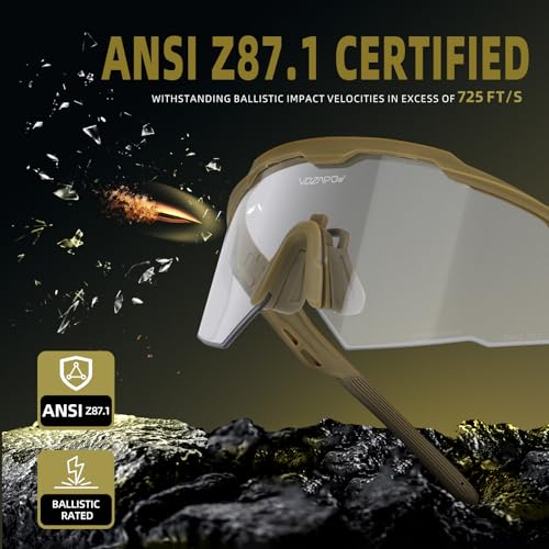 Shooting Glasses Anti Fog with High Definition Lenses, ANSI Z87+ Certified Tactical Safety Glasses for Men Women - color: P2-photochromic Grey