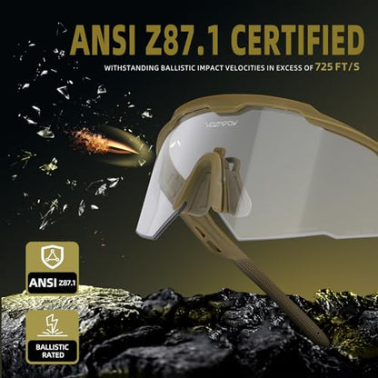 Shooting Glasses Anti Fog with High Definition Lenses, ANSI Z87+ Certified Tactical Safety Glasses for Men Women - color: P2-photochromic Grey