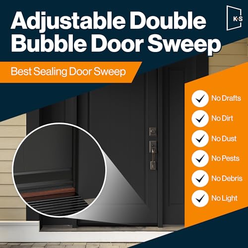 Patent Pending, Adjustable Double Bubble Door Sweep, Draft Stopper, Under Door Seal for Exterior Doors, 1 3/4" x 36" (Black 36 inch) - size: black 36 inch 1 pk