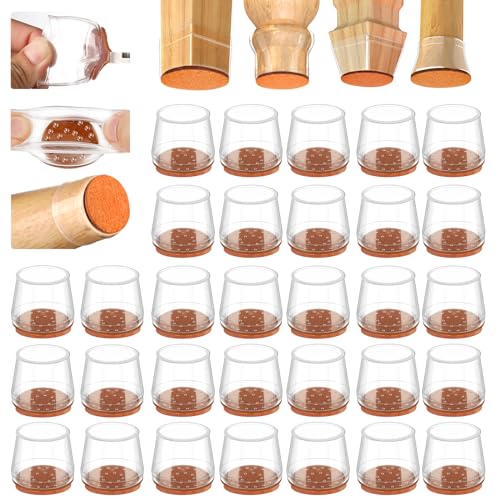 Glaais 36Pcs Silicone Chair Leg Floor Protectors, Floor Protectors for Chairs, Rubber Chair Leg Caps for Wood Floors, Chair Leg Protectors for Hardwood Floors,Rubber Chair Leg Covers (Small, Clear) - size: Universal Small(Fit 1"-1.4")