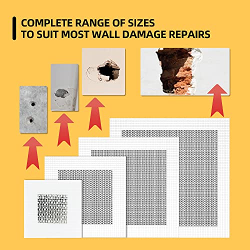 Drywall Patch Kit,12 Pcs Aluminum Drywall Repair Kit for Holes, 2/4/6/8 inch Self Adhesive Fiberglass Wall Hole Patch Kit for Drywall, Sheet Rock, Aluminum Metal Sheetrock Ceiling Dry Wall Patch - color: 12Pcs Wall Patch