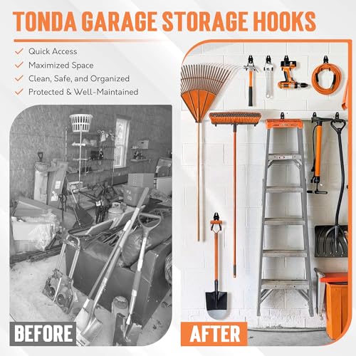 TONDA Garage Hooks, 20 Pack Garage Organization, Wall Storage Hooks Heavy Duty for Hanging Bike, Ladder, Garden Tools, Hose and Ropes, Black - color: Black