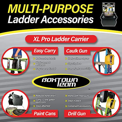 Boxtown Team Ladder Carrier (XL PRO Yellow) | Ladder Accessories | Ladder Handle | Drill Gun Holster - color: XL Pro Yellow