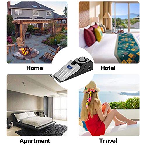 ZZRUI Door Stop Alarm with 120dB Siren, 4 Pack Portable Security Door Stopper Wedge Alarm for Travel, Home, Apartment, Dorm, Hotel, Entry Alert Safety Device for Women & Kids - size: 4 Pack