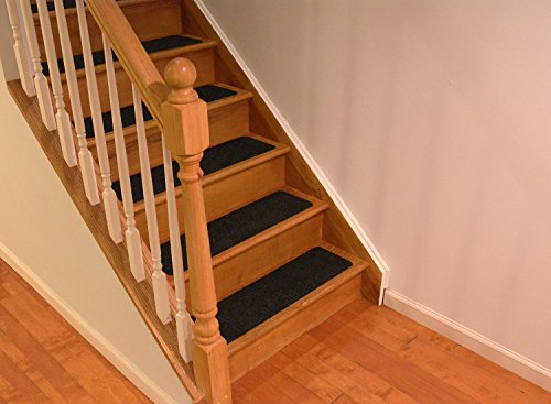 Stair Treads Collection Set of 13 Indoor Skid Slip Resistant Carpet Stair Tread Treads Black (8 Inch x 30 Inch) (Black, Set of 13) - color: Black, size: 13 Pcs - 8"x30"