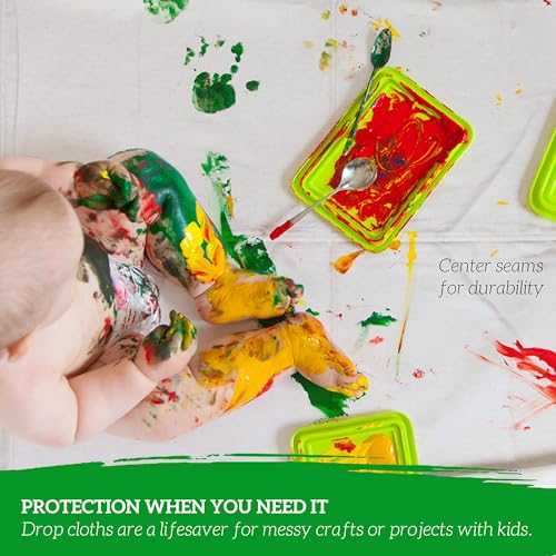 GREEN LIFESTYLE All Purpose Canvas Drop Cloths - Drop Cloth for Painting, Floor Cover, Heavy Duty Protection for Furniture & Surfaces, Reusable Painters Canvas Tarp for Renovation (2 Pack 4x10) - size: 2 Pack - 4x10