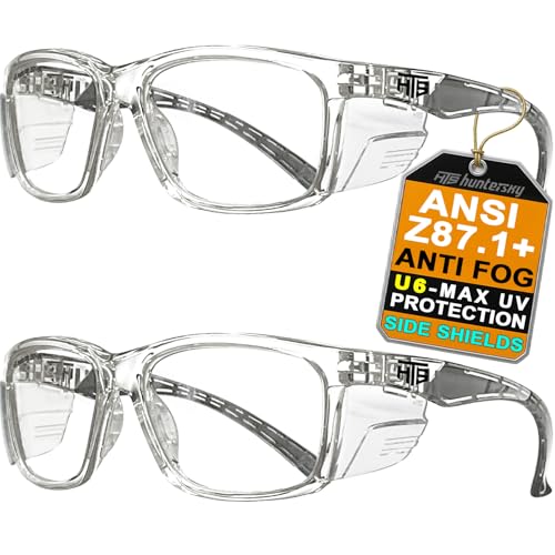 HTS HUNTERSKY E60 Anti-Fog Safety Glasses with Side Shields ANSI Z87 Eye Protection for Men Women Lab Chemistry Goggles DIY - color: Clear & Clear - 2