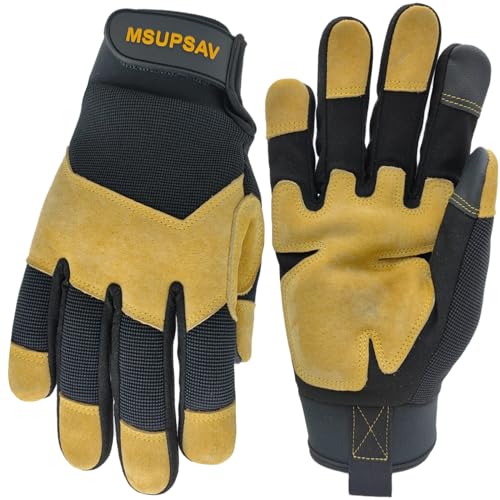 Mens Work Gloves with Secure Fit, Flexible Grip for Multi-Purpose Use,Durable Touchscreen Safety Glove,Black+Yellow,X-Large - color: Yellow+black, size: X-Large