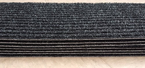 Stair Treads Collection Set of 7 Indoor Skid Slip Resistant Carpet Stair Tread Treads Black (7 Inch x 24 Inch) (Black, Set of 7) - color: Black, size: 7 Pcs - 7"x24"