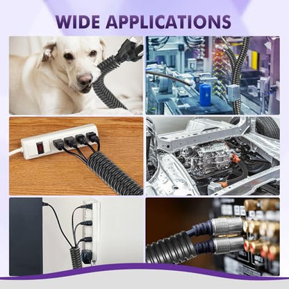 Automotive Wire Loom Flame Retardant Split Wire Loom Tubing Assortment Wiring Loom Kit Plastic Cover Electrical Covering Conduit Protective Wire Wrap Cable Sleeves Black 1/4", 1/2", 3/8", 3/4"x 15 Ft - size: 1/4", 1/2", 3/8", 3/4"x 15 Ft