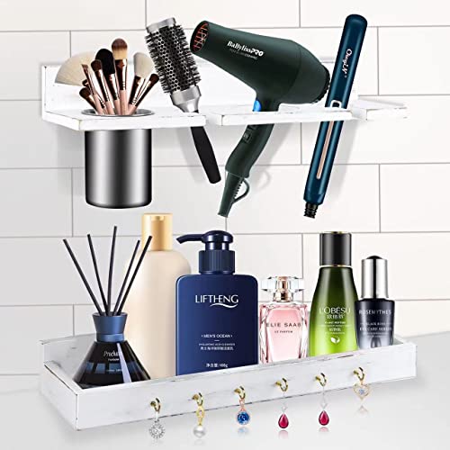 Hair Tool Organizer,Wall Mounted Hair Dryer and Styling tool Holder,Blow Dryer Holder,Organizer for Hot Tools, Curling Iron,Hair Straightener(White)