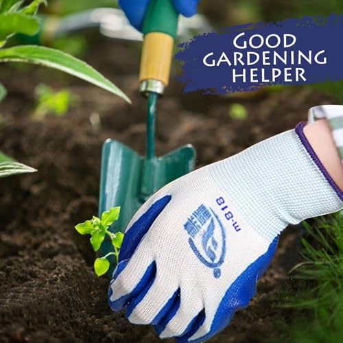 48 Pairs Work Gloves Bulk, Nitrile Coated Gardening Gloves with Grip, Breathable Safety Gloves for Men & Women, Mechanic, Warehouse, Yard Work (24 Blue, 24 Red)