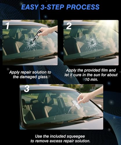 Windshield Crack Repair Kit, Windshield Repair Kit For Chips And Cracks, 2025 Upgraded Windshield Chip Repair Kit Rock Chip Repair Kit Windshield, Window Crack Repair Kit, For Invisible Repairs (2pcs) - color: Black one