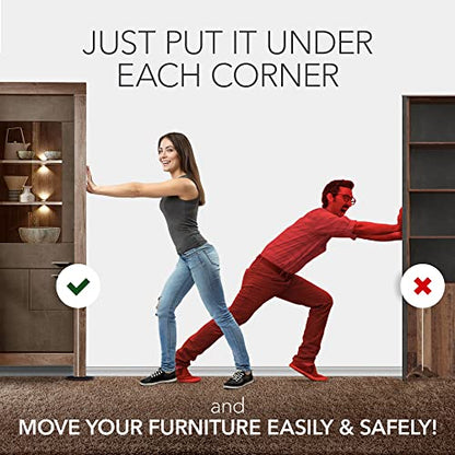 X-Protector Furniture Sliders for Carpet - 4 PCS 6" x 3 1/2" - The Best Heavy-Duty Moving Pads - Sliders for Furniture. Move Your Furniture Easily with Reusable Furniture Moving Sliders for Carpets! - size: 4 PCS 6"