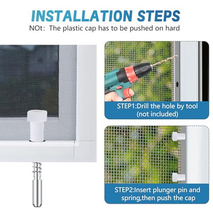 12 Pack Window Screen Plunger Latches with Caps-5/32" x 1-1/2" Aluminum Alloy Window Screen Retainer Pins-Replacement Window Screen Clips for Securing Window Screens - color: 12 Pcs