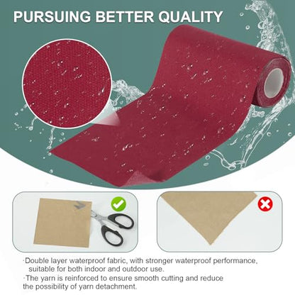 Linen Canvas Repair Tape, 4×63 Inches Claret Waterproof Self-Adhesive Patch for Outdoor Gear, Durable Fabric Tape for Boat Covers, Tents,Couch,Sofas, Sun Shades, Awnings, and Lounge Chairs - color: Claret