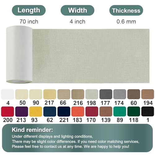 Linen Canvas Repair Tape, 4×63 Inches Gray Waterproof Self-Adhesive Patch for Outdoor Gear, Durable Fabric Tape for Boat Covers,Couch,Tents, Sofas, Sun Shades, Awnings, and Lounge Chairs - color: Gray