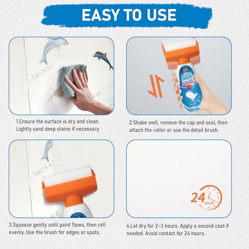 White Paint for Wall, 17.6 Floz Wall Touch Up Paint With Roller - style: 17.6 FlOz