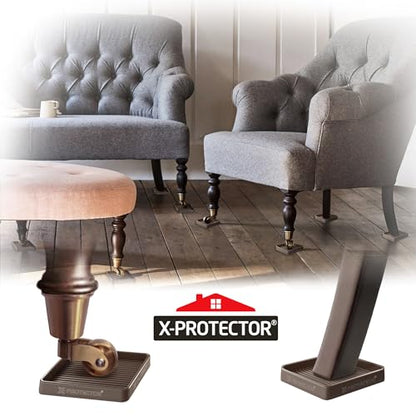 Furniture Cups X-PROTECTOR – 2" Caster Cups 8 PCS – Lined Furniture Coasters – Ideal Bed Stoppers – Non Skid Furniture Pads with a Perfect Design – Rubber Furniture Pads - Protect Any Flooring! - size: 8 PCS, 2" x 2"