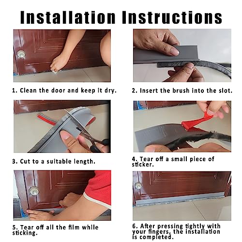 Door Draft Stopper with Brush Reduce Noise, 39" Rubber Door Sweep Breeze Blocker, Adjustable Under Door Draft Stoppers, Soundproofing for Doors, Door Seal - White