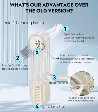 VIDONIO 4 in 1 Cup Lid Gap Cleaning Brush, Multifunctional Insulation Bottle Cleaning Tools, Mutipurpose Tiny Silicone Cup Holder Cleaner, Home Kitchen Cleaning Tools - style: 1Pc White