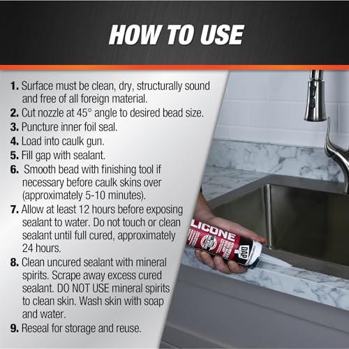 DAP 100% Silicone Rubber Kitchen, Bath & Plumbing Bath Sealant, Clear, 9.8 Oz (7079808648)