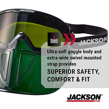 Jackson Safety GPL Series Safety Goggles with Detachable Flip-Up Face Shield - Anti-Fog Goggles for Men and Women, Fits Over Glasses - ANSI Z87.1 - Shade 3 IR Lens - style: Shade 3 Infrared Lens