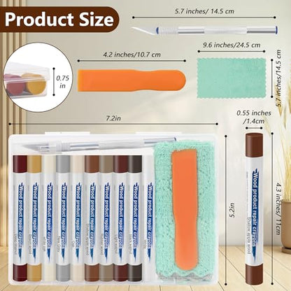 Wood Filler Sticks with 1P Box, 1P Knife, 1P Scraper and 1P Rag, Pletpet 10 Colors Furniture Crayon Touch Up Wood Filler Nail Hole Wax Sticks for Repairing Scratches and Nail Holes (10p) - size: 10p