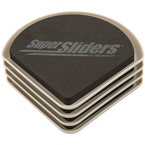 Super Sliders 5" Slide & Hide Corner Reusable Furniture Sliders for Carpet, Anti-Slip Protective Furniture Moving Pads for Beds, Sofas, Dressers, Set of 4, Beige - size: 5 Inch, style: For Carpet