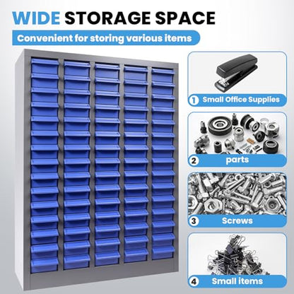 75 Drawer Nut and Bolt Organizer Cabinet, Small Parts Storage Cabinet Bolt Bin with Dividers & Labels, 26"X 9"X 36" Steel Frame Tool Organizer Parts Cabinet for Garage Hardware & Screw Storage - size: 75-Drawer
