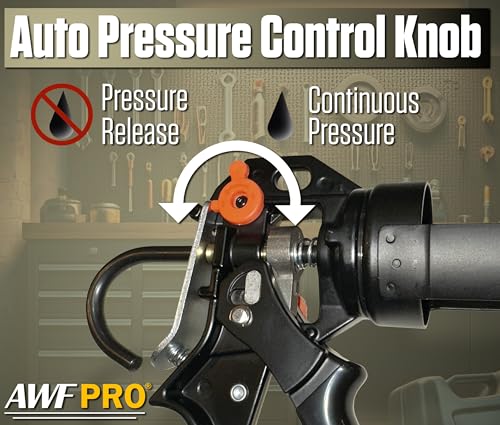 AWF PRO 10 oz Dual Thrust Caulk Gun, 25:1 or 12:1 Thrust Ratio, No Drip, Rotating Barrel, Comfort Grip, with Built-In Puncture Tool, Pack of 6 - size: 10 oz, style: Pack of 6