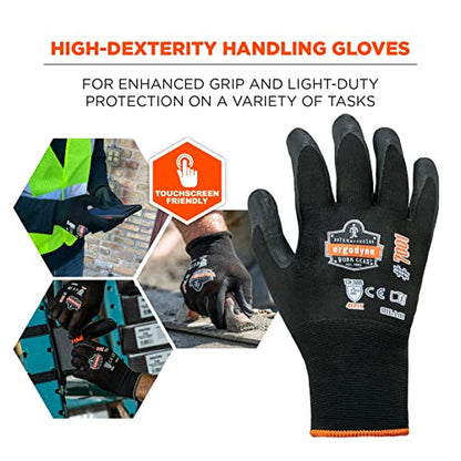 Nitrile Coated Work Gloves, High Dexterity, Ergodyne ProFlex 7001, Small,Black - size: 1 Count (Pack of 1)