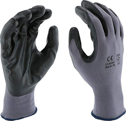 West Chester PosiGrip 713SNF Palm Dip Glove - [Pack of 12] X-Large, Industrial Gloves, Black Foam Nitrile Coating on Polyester Shell, Knit Wrist - size: X-Large