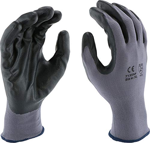 West Chester PosiGrip 713SNF Palm Dip Glove - [Pack of 12] Large, Industrial Gloves, Black Foam Nitrile Coating on Polyester Shell, Knit Wrist - size: Large