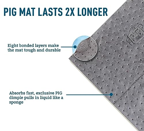 PIG Absorbent Mat Roll for Oil and Other Liquids - 1 Mediumweight Mat Roll - 10" x 25' - Absorbs up to 1.75 Gallons per Roll - PM50572 - size: 10" W x 25' L