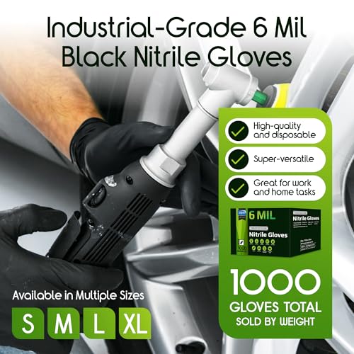 Inspire Black Nitrile Gloves HEAVY DUTY 6 Mil Nitrile Chemical Resistant Medical Cooking Cleaning Disposable Black Gloves - size: Large, style: Black 6mil Case of 1000