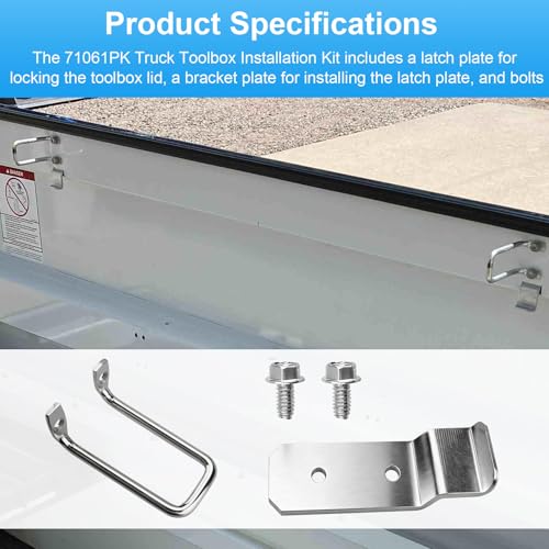 71061PK Latch Strike Plate for Weather Guard Tool Box Locks, Truck Bed Box Latch Lock Striker Plate Hardware Kit