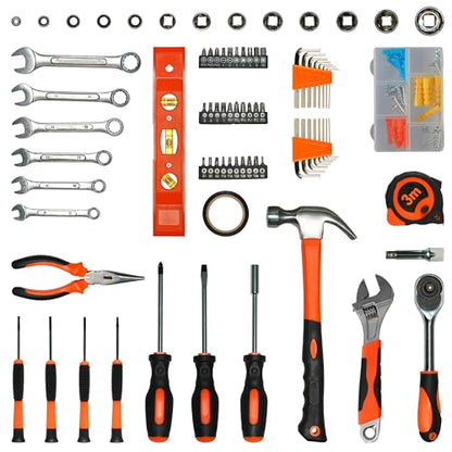 Home Repair Tool Kit 141 Piece General Basic Tool Set for Men Women Mechanic's Tool Set for Home Car Dorm Screwdriver & Socket Set with Storage Tool Box